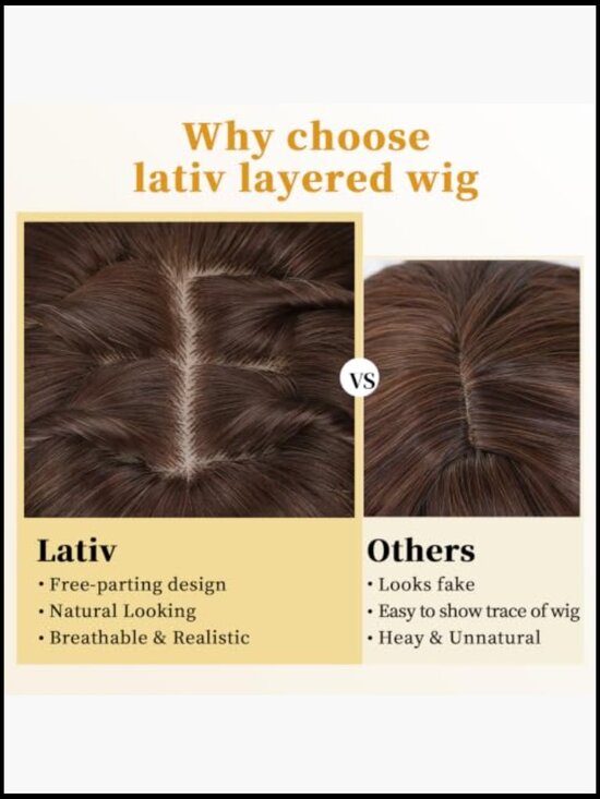Layered Wig with Bangs Natural Looking Curly Wavy Wig 4x4 Realistic Scalp for main image 5
